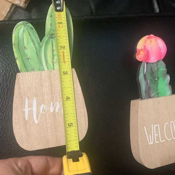Welcome & Home cactus decor Ligtweight Wood Sets of 2 in Size 5 1/2" - Picture 5 of 8